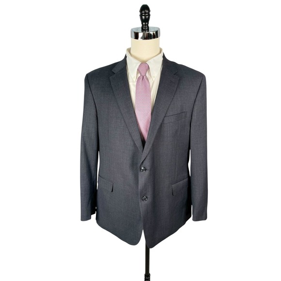 Tommy Hilfiger 2pc Suit Mens 50R Charcoal with Blue Wool Stretch Blend 44x29.5